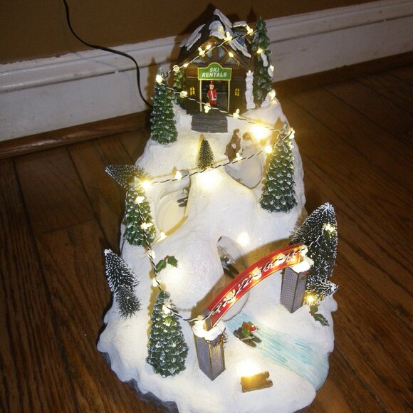 St. Nicholas Square Twilight Slopes Motion Illuminated Handpainted Holiday Decor - Picture 1 of 3